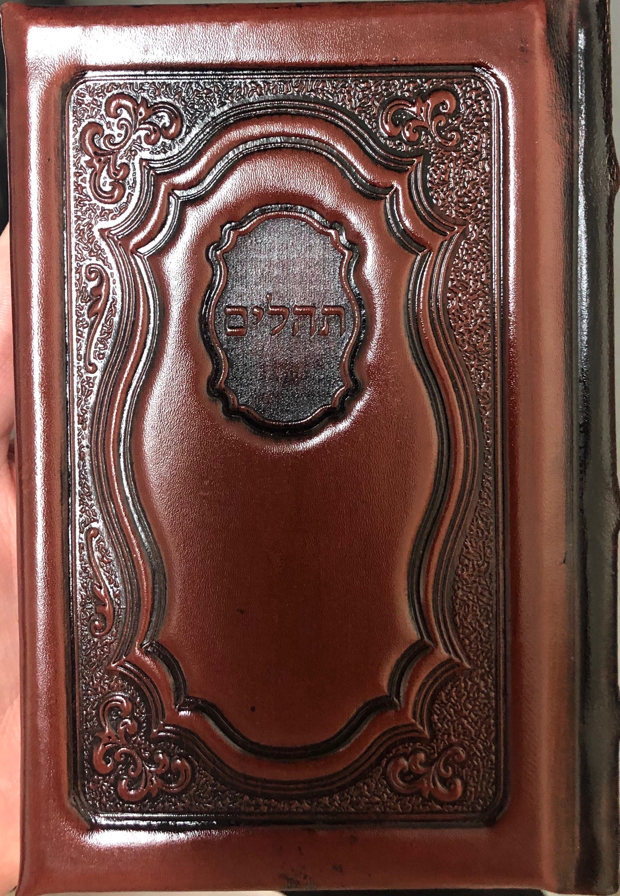 Leather Tehillim Ohel Yosef Yitzchak, Hebrew-English, Hard Cover